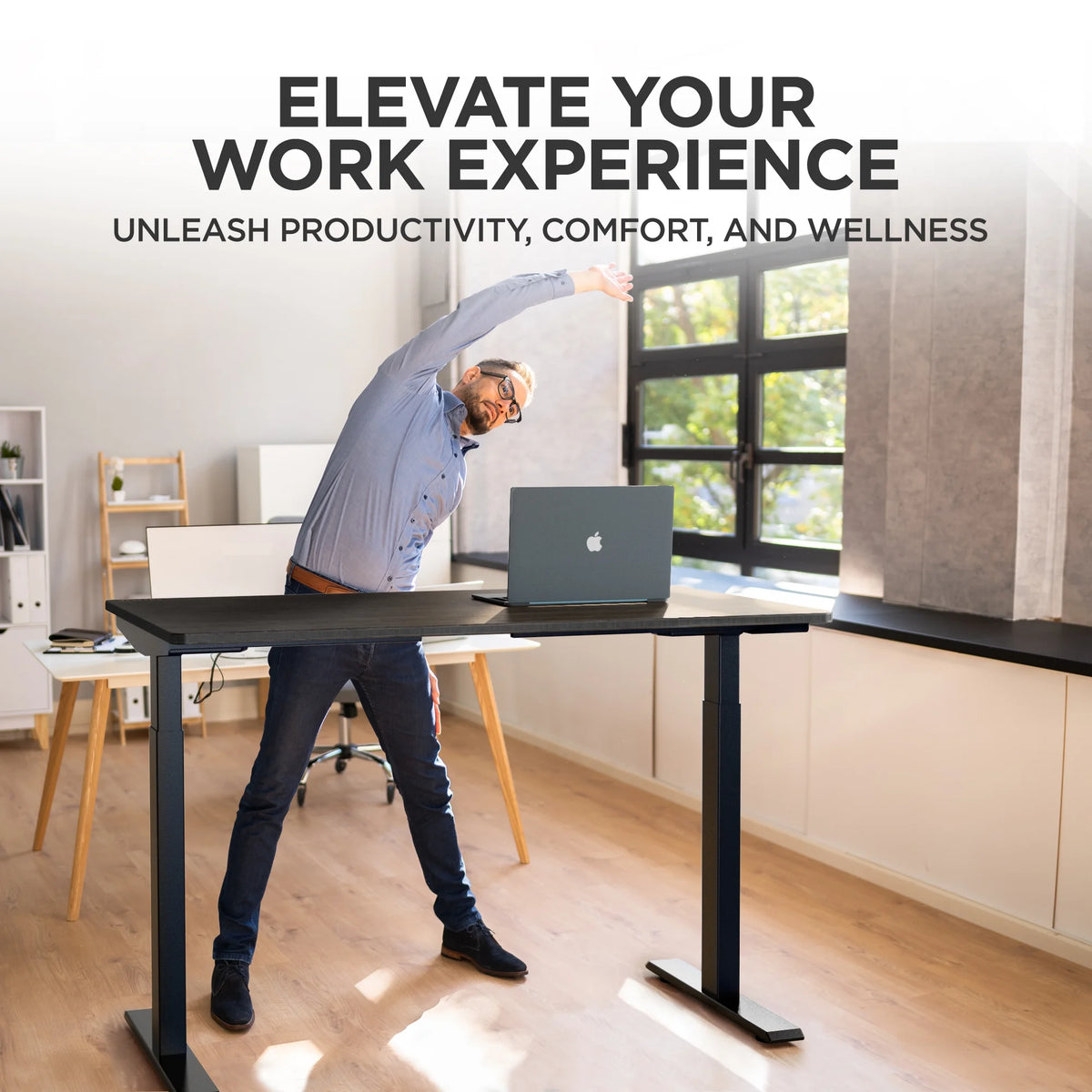 Electric Standing Desk 48x30" Bamboo Desktop L12807