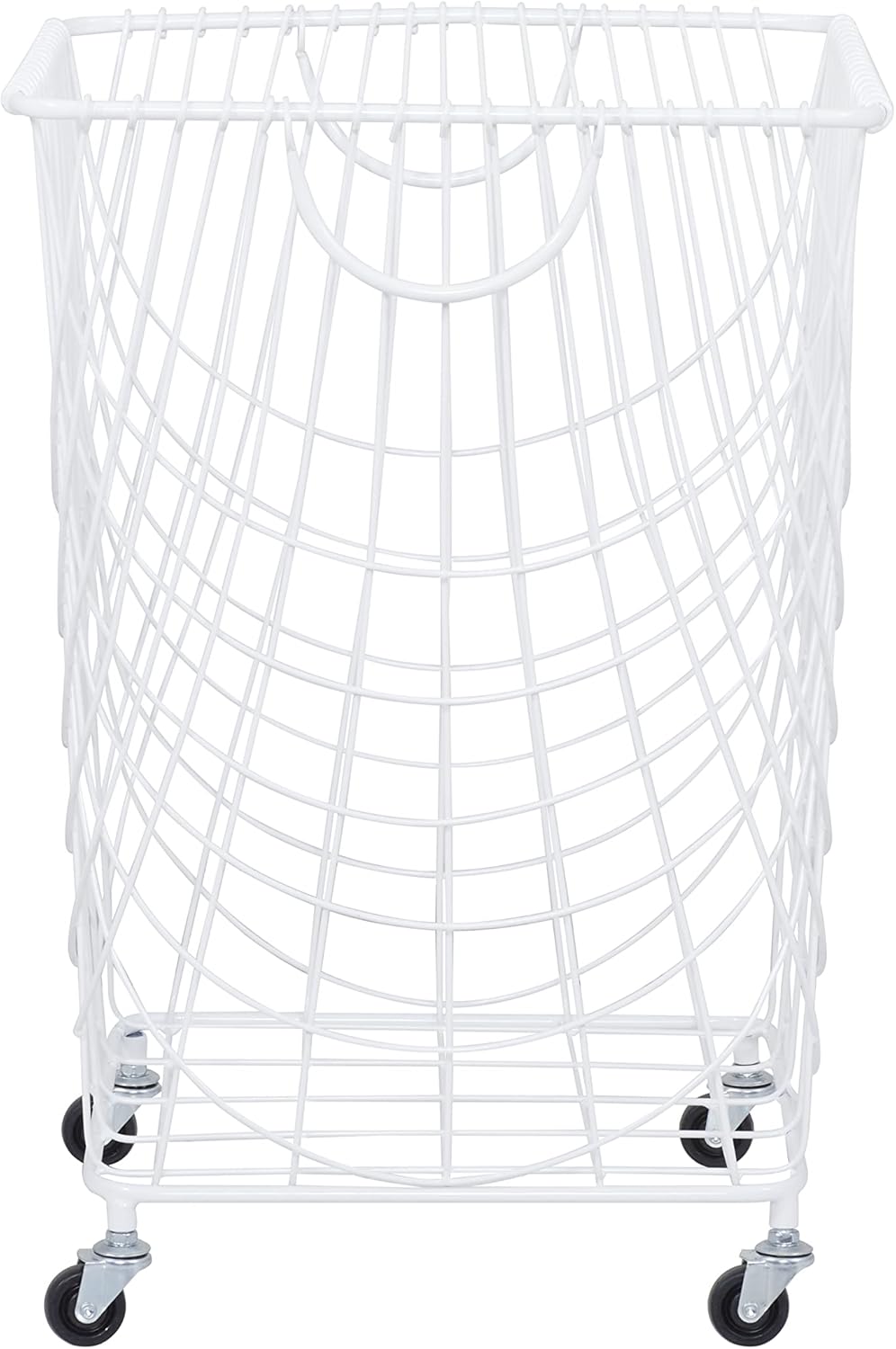 White Metal Rolling Hamper with Wheels Y6081