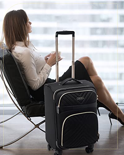 Black Softside Carry On Luggage 20 Inch with Spinner Wheels Q18282