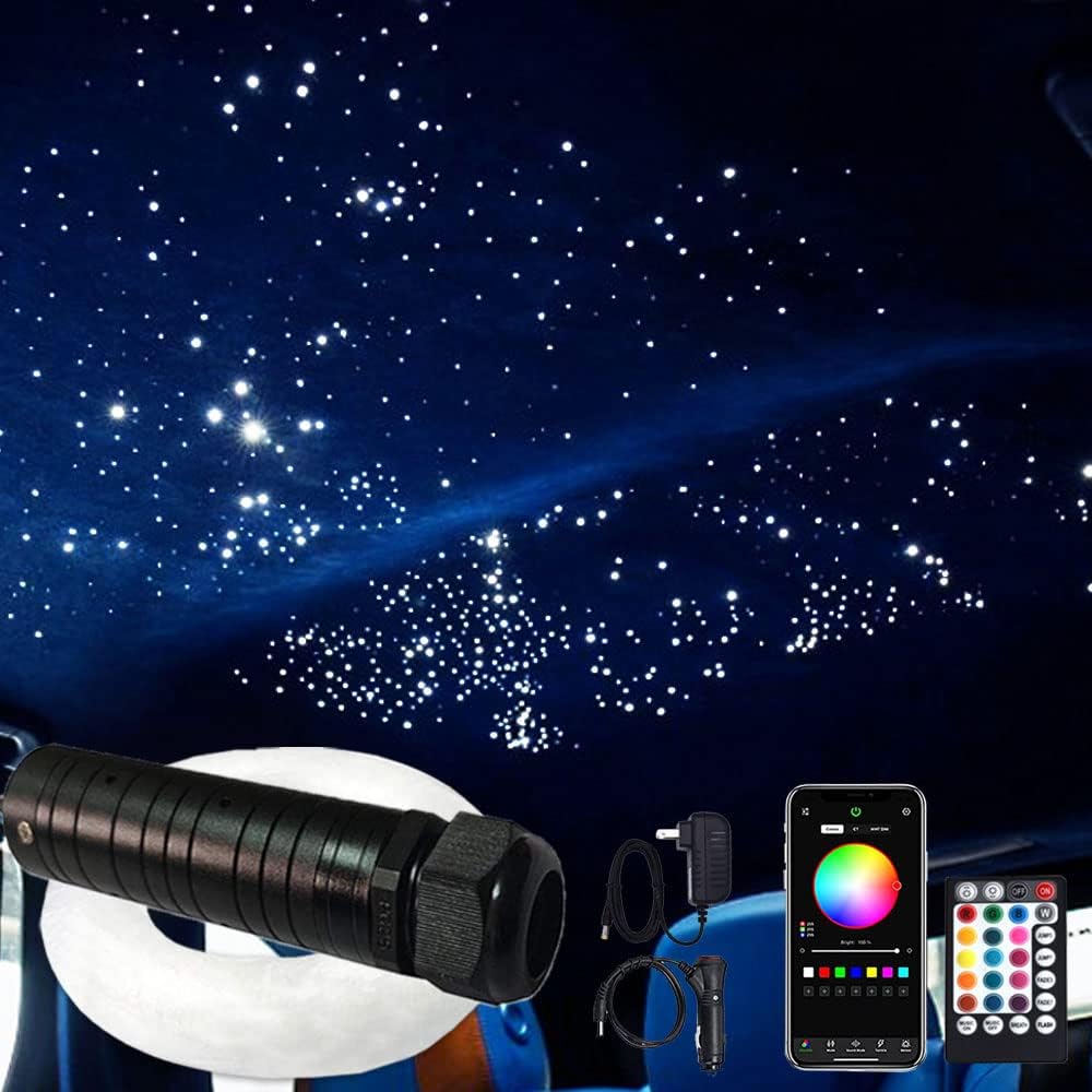 Car Use Bluetooth RGB LED Fiber Optic Light Star Ceiling Kit X4510