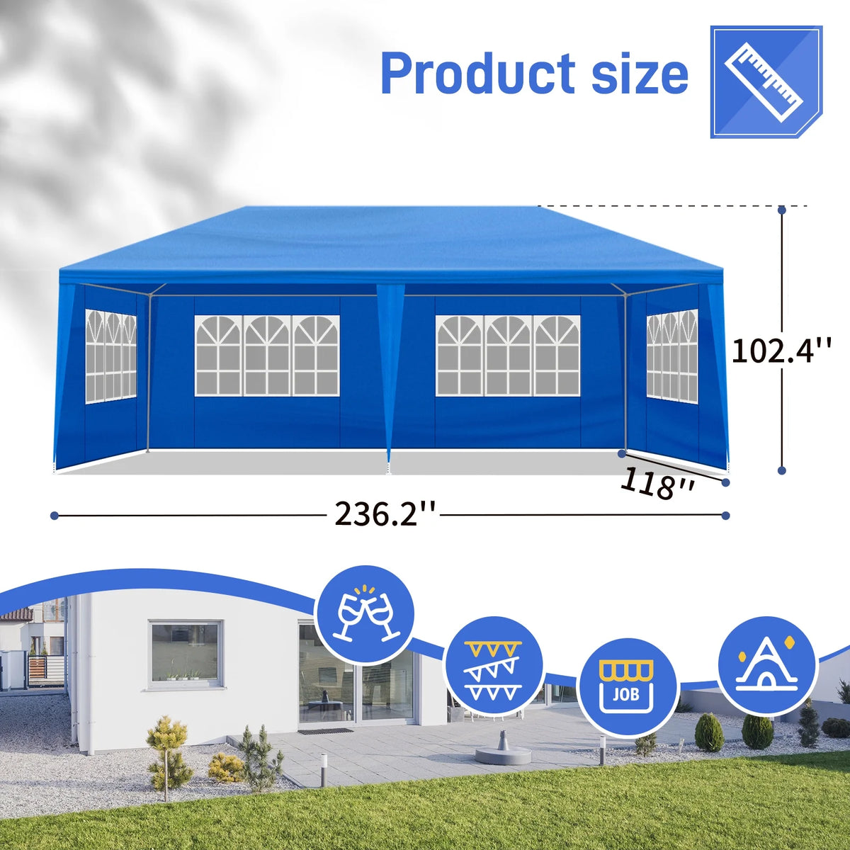 10x20ft White Party Tent Canopy L27695