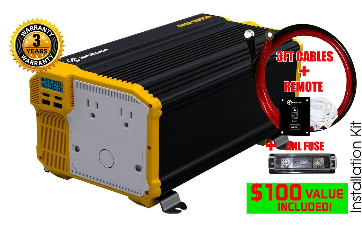 4000 Watt 12V Power Inverter Dual 110V AC Outlets X8600