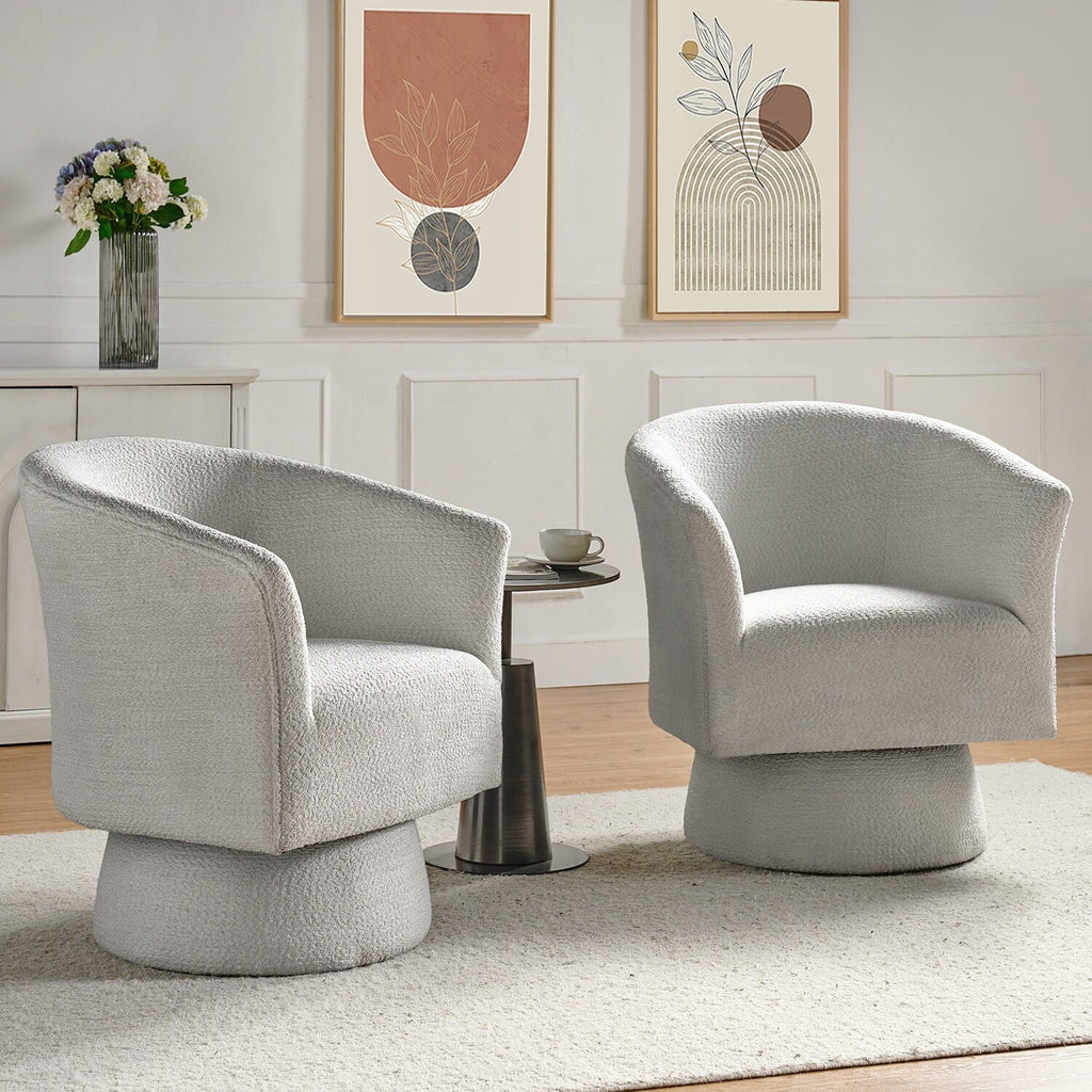 Ivory Swivel Barrel Chair Set of 2 C4106