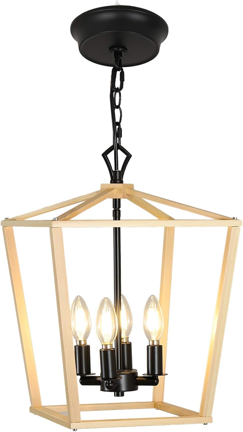 Wooden Lantern Pendant Lighting Ceiling Light Fixture F37958