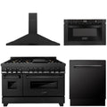 48 In. Dual Fuel Range, Range Hood, Microwave and Dishwasher in Black Stainless Steel K86384