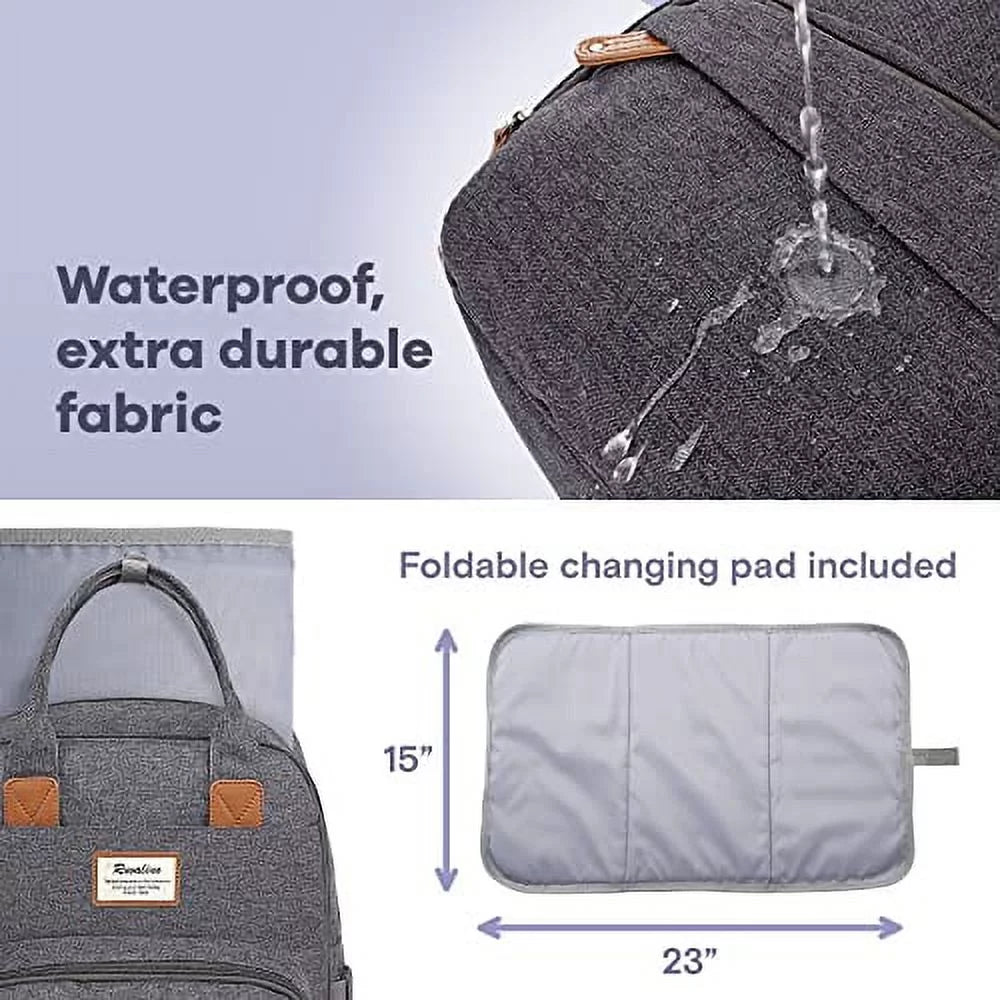 Multifunctional Dark Gray Diaper Bag Backpack K271891