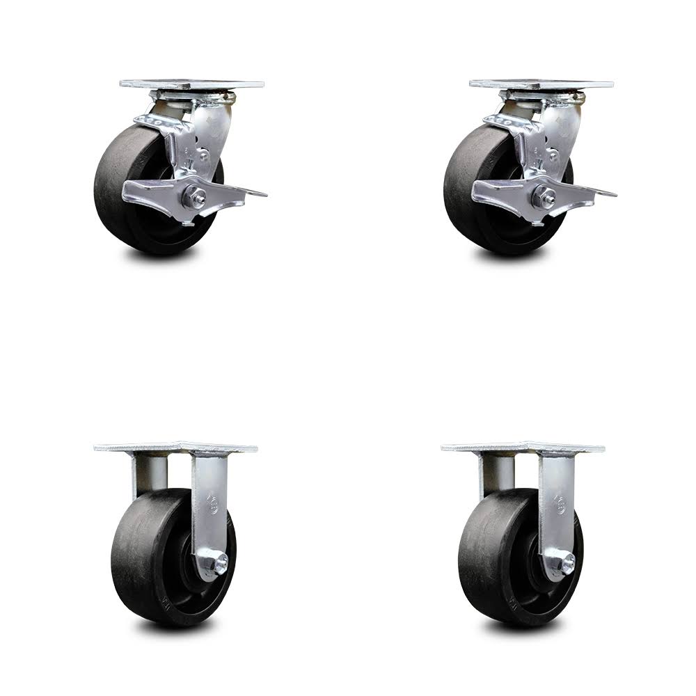 5” Glass Filled Nylon Caster 2 Swivel with Top Lock Brakes 2 Rigid S10412