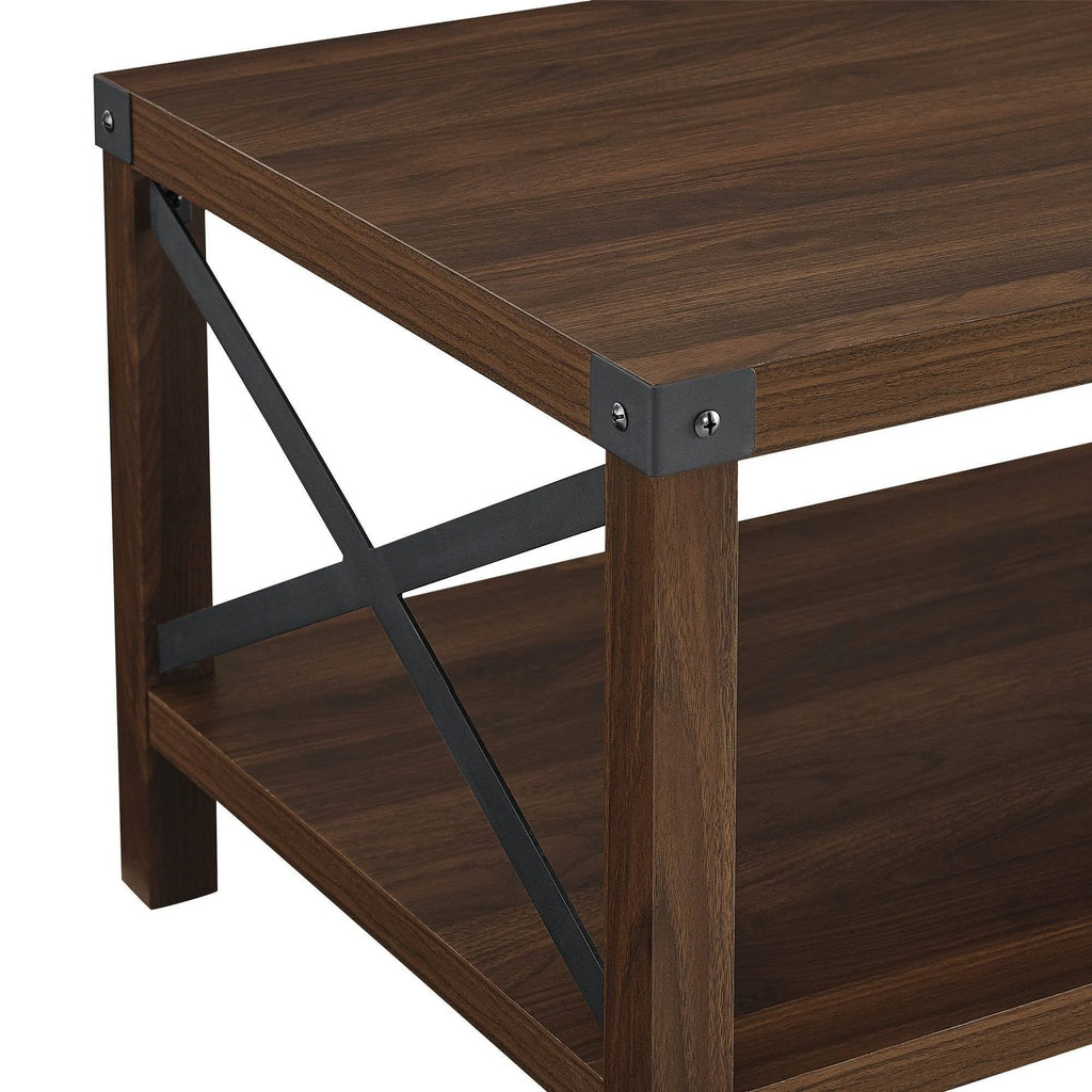 Rustic Wood Coffee Table Dark Walnut M97728