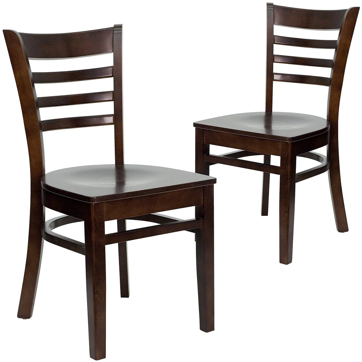 2 Pack Ladder Back Walnut Wood Chair C98974