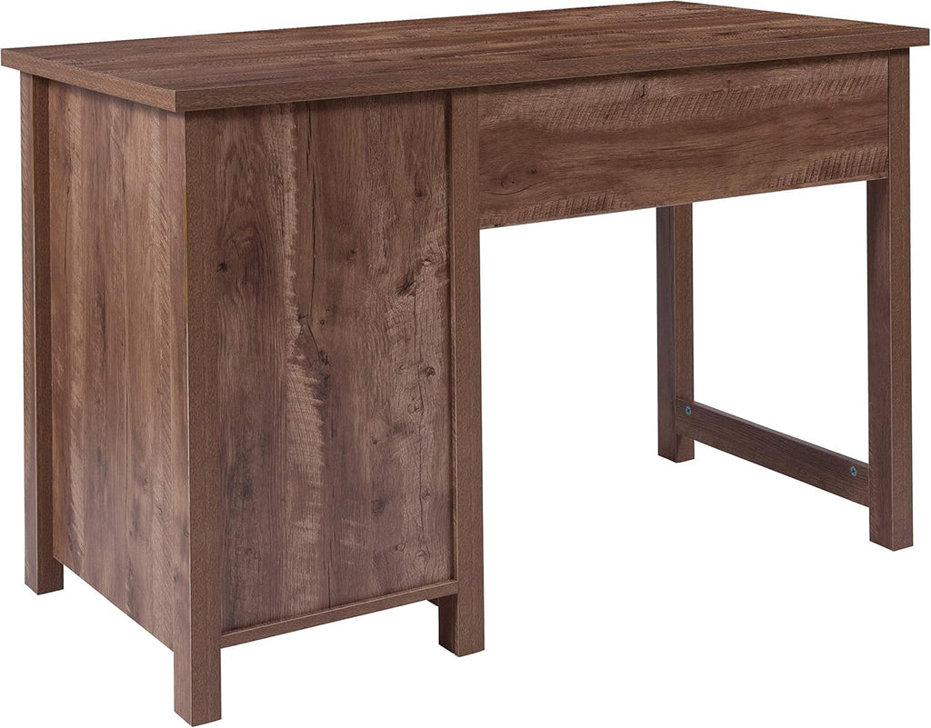Crosscut Oak Wood Grain Finish Computer Desk with Metal Drawers S354