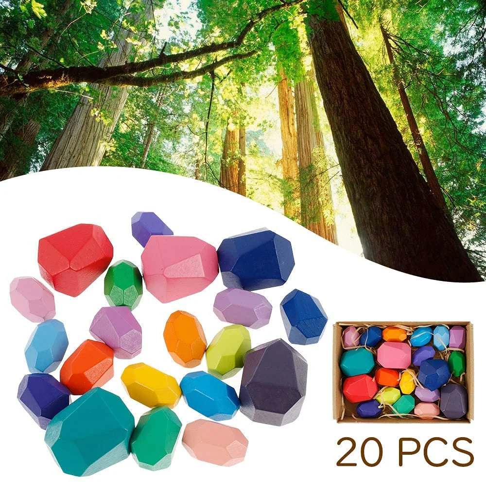 20PCS Wooden Balancing Stacking Stones Building Blocks Set F2279