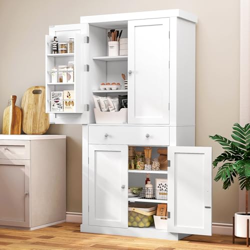 White 6 Door 1 Drawer Pantry Cabinet S7332
