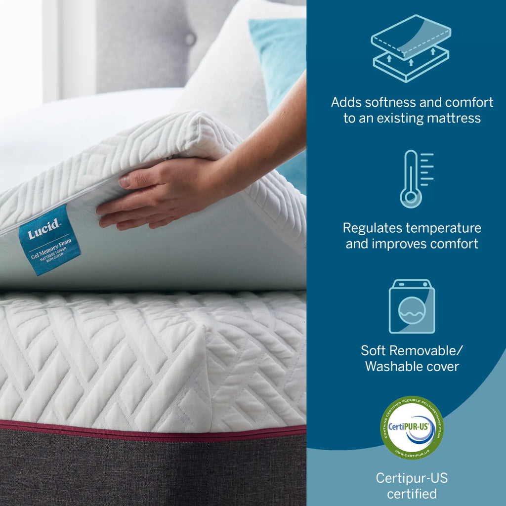2" Cooling Gel Memory Foam Mattress Topper with Cover, Full S228