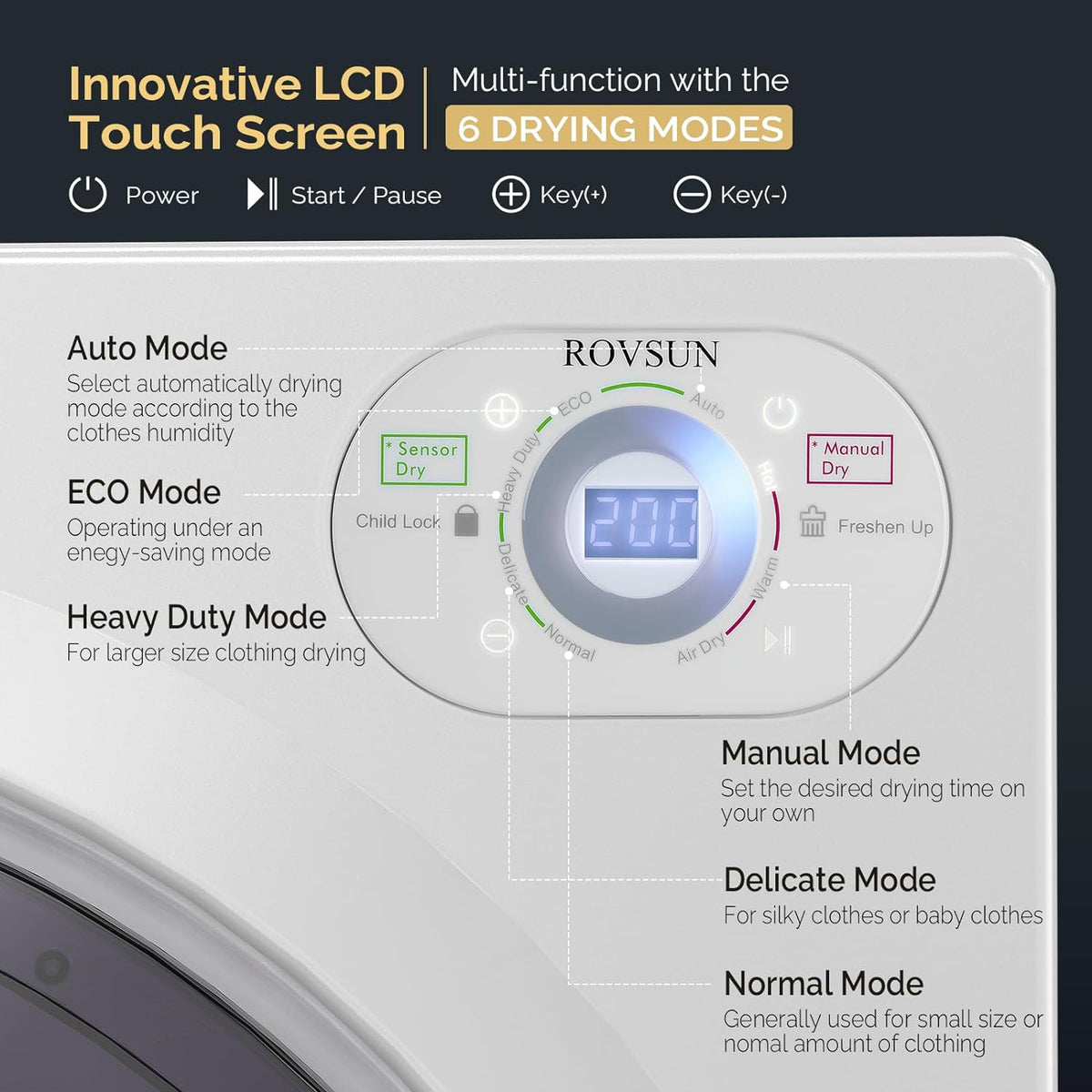 Compact Front Load Laundry Dryer with LCD Control Panel K49796