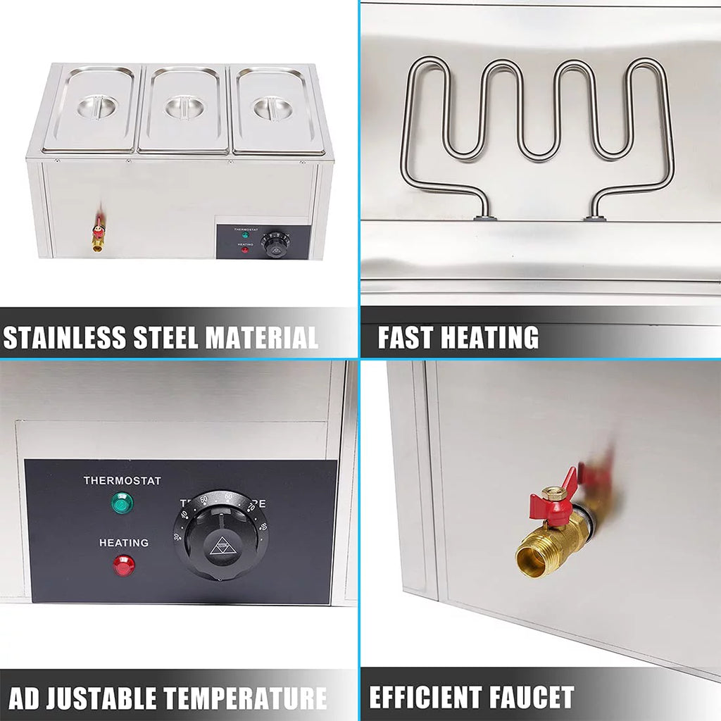3-Pan Electric Food Warmer with Lid P718
