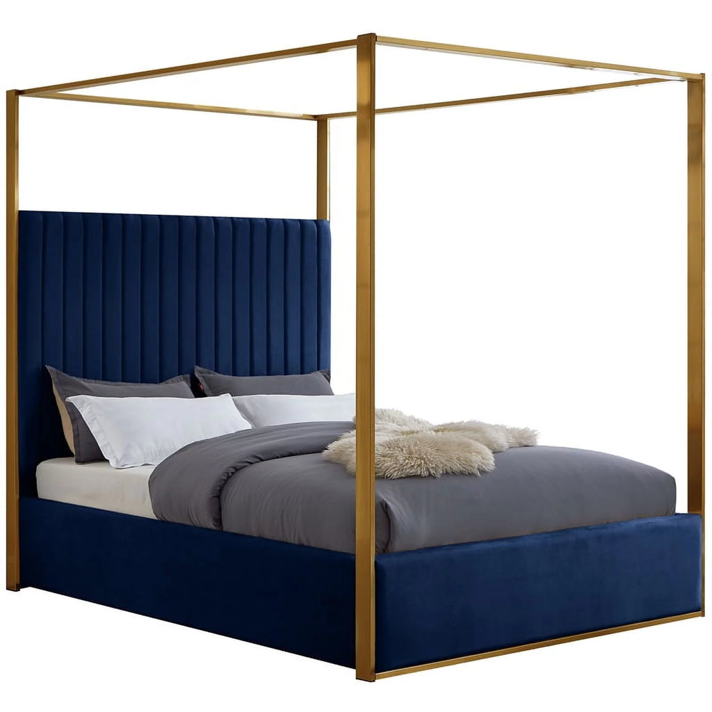 Navy Velvet Queen Bed M80058