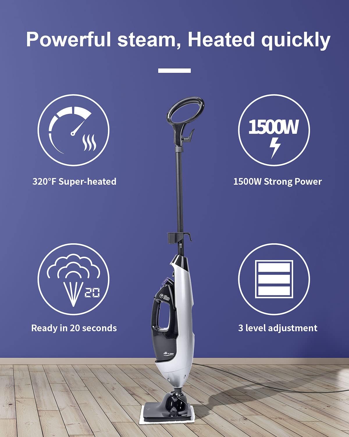 9-in-1 Steam Mop Cleaner with Detachable Handheld Unit C196