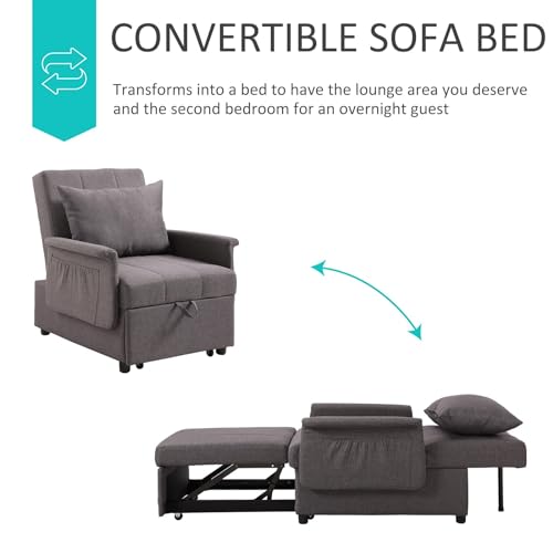 PU Leather Sleeper Chair Bed with Adjustable Backrest and Pillow Q870745