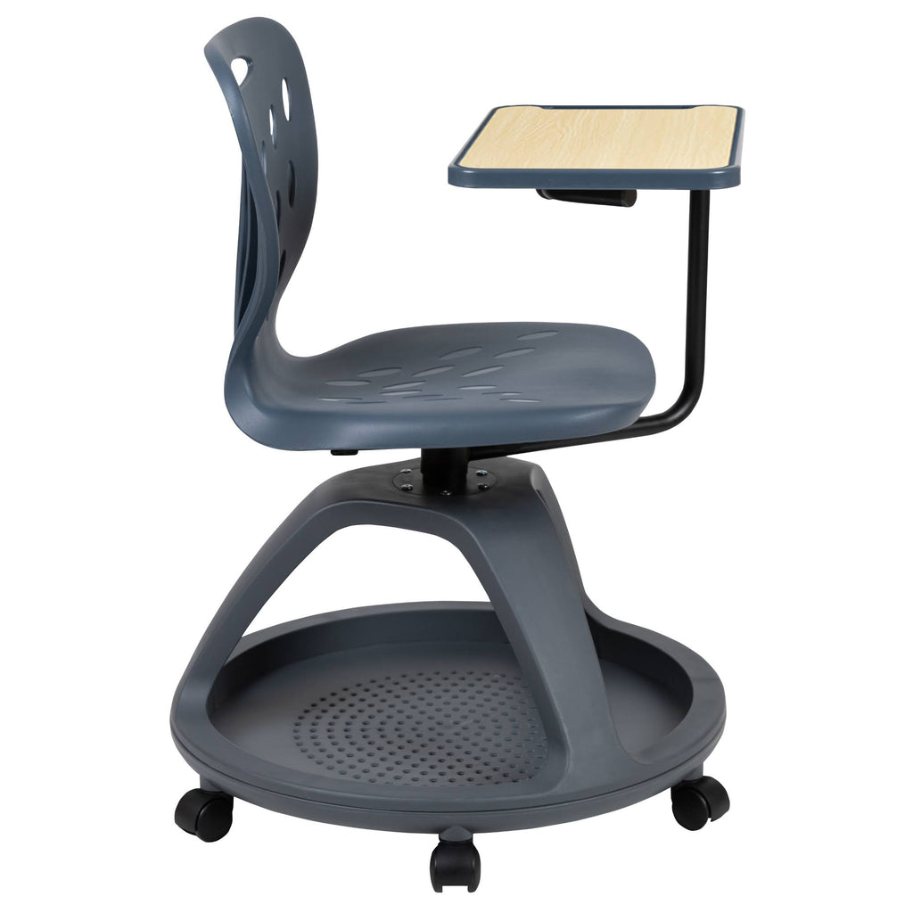 Dark Gray Mobile Desk Chair with Under Seat Storage Cubby Y9667