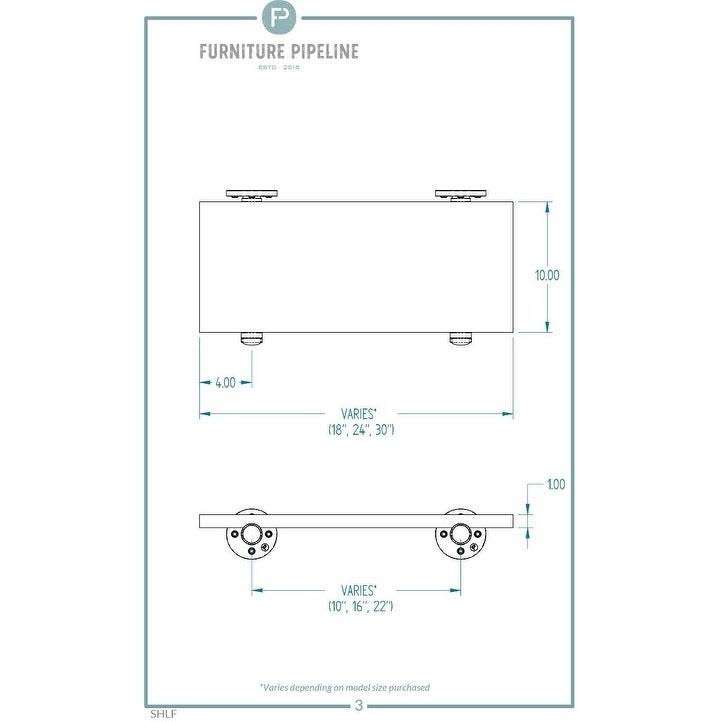Set of 3 Farmhouse Industrial Wall Shelf U369