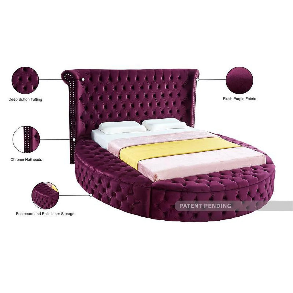 Purple Velvet Queen Bed C54178
