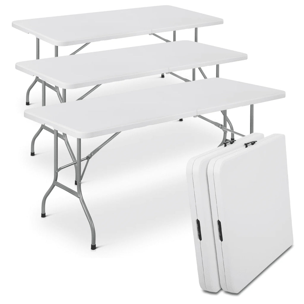 5 Pack 8Ft White Folding Plastic Utility Table V3459