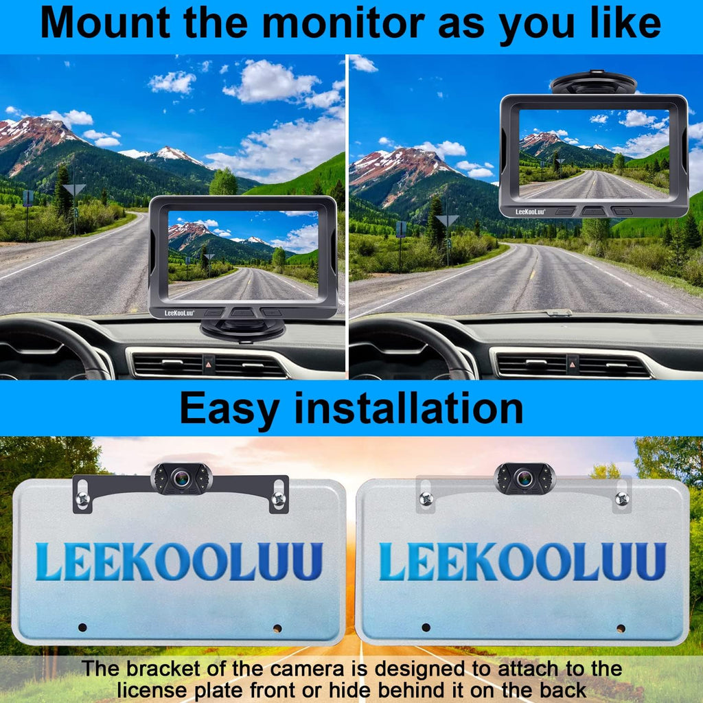 Backup Camera with 5 Monitor, AHD 1080P Rear View Camera System J430