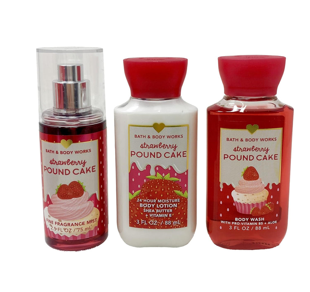 Strawberry Pound Cake Mini Gift Set Fragrance Mist Body Lotion Body Wash W79712
