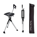 Portable Walking Stick Cane with Seat Foldable Chair Lightweight Aluminum I479661
