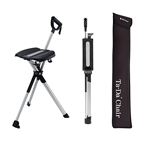 Portable Walking Stick Cane with Seat Foldable Chair Lightweight Aluminum I479661
