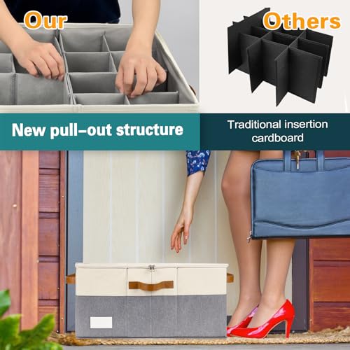 Black Foldable Shoe Storage Bins with Clear Cover, 1 Pack W985