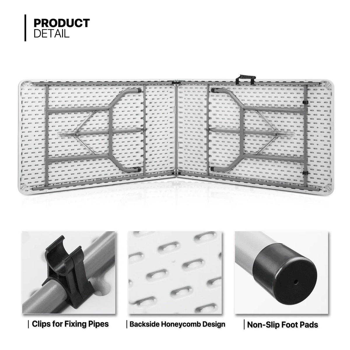 5 Pack 8Ft White Folding Plastic Utility Table V3459