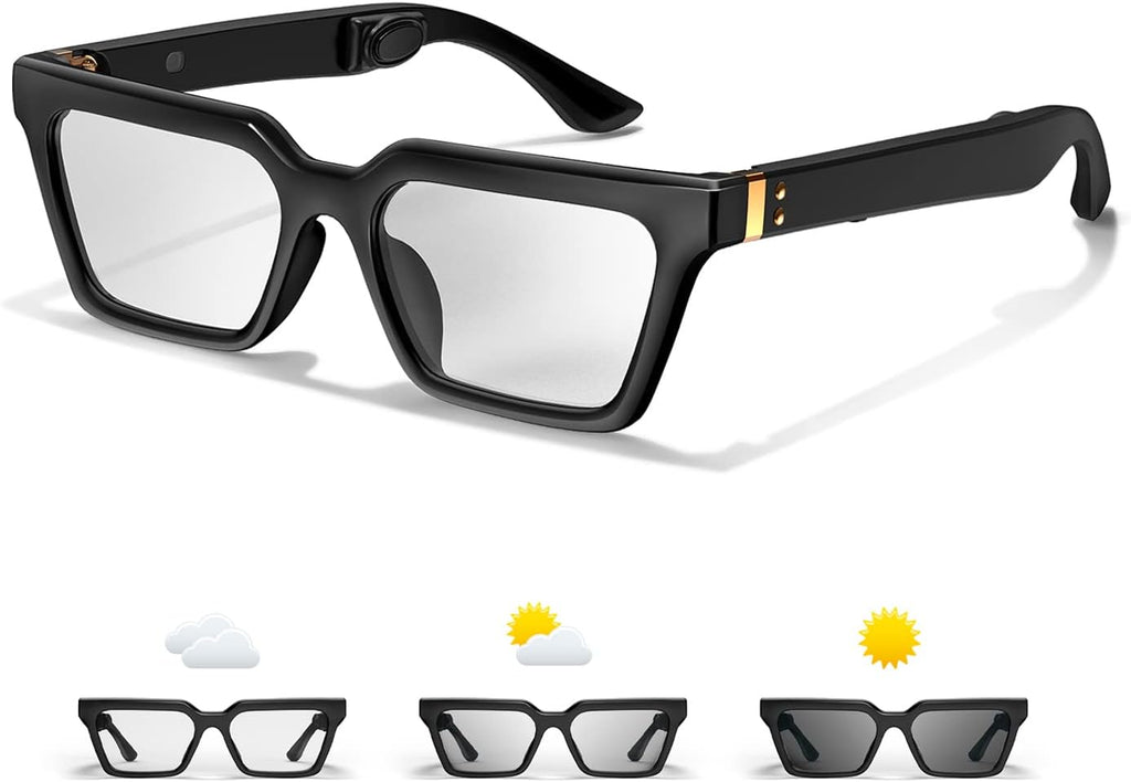 Bone Conduction Glasses Headphones with Anti Blue Light and Photochromic Lenses W632