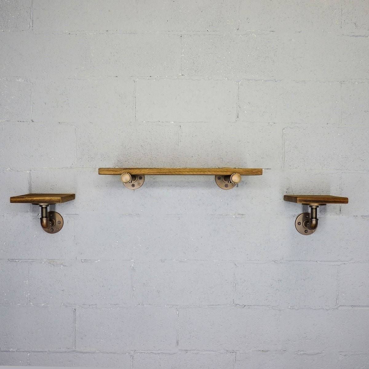 Set of 3 Farmhouse Industrial Wall Shelf U369