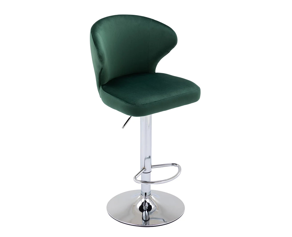 Green Velvet Adjustable Swivel Bar Stools Set of 2 U2207
