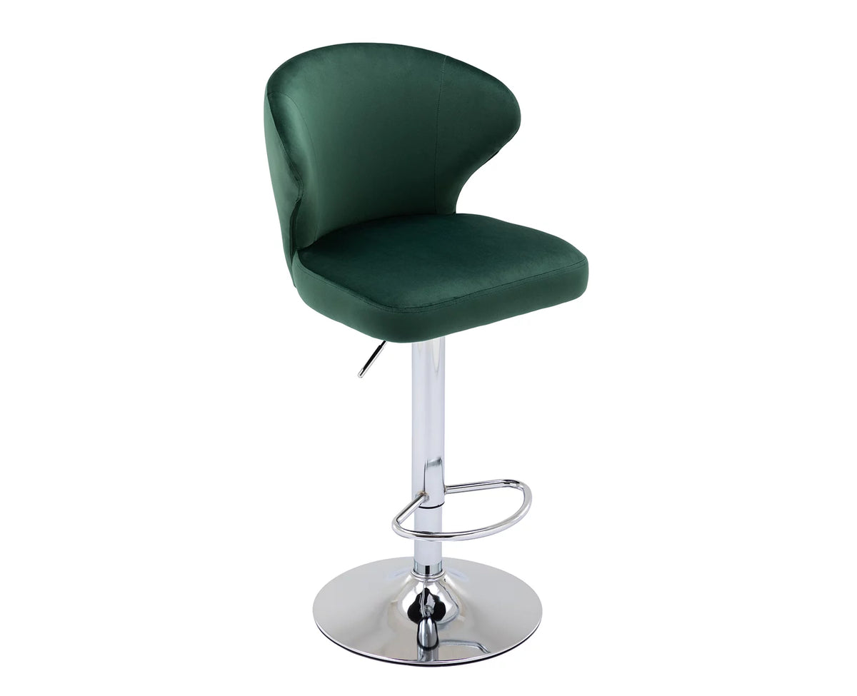 Green Velvet Adjustable Swivel Bar Stools Set of 2 U2207
