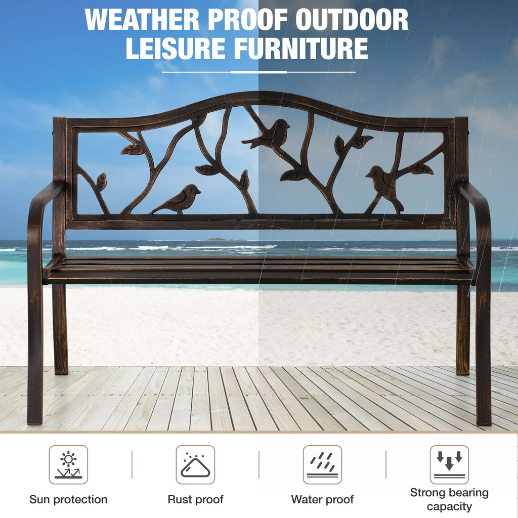 50” Outdoor Metal Patio Garden Bench O994