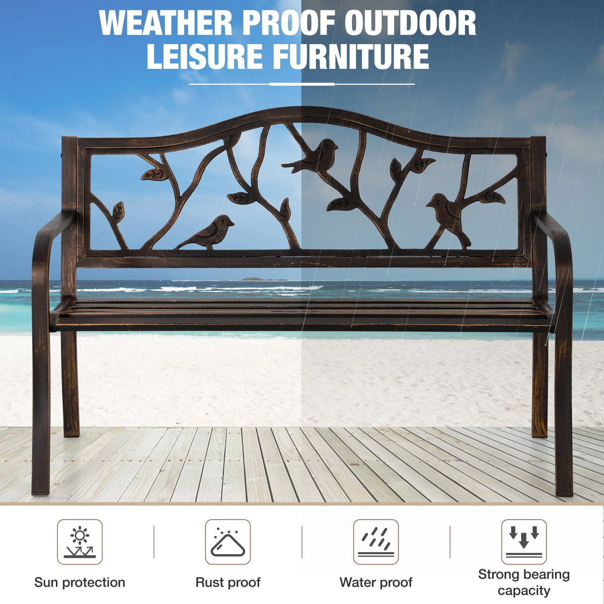 50” Outdoor Metal Patio Garden Bench O994