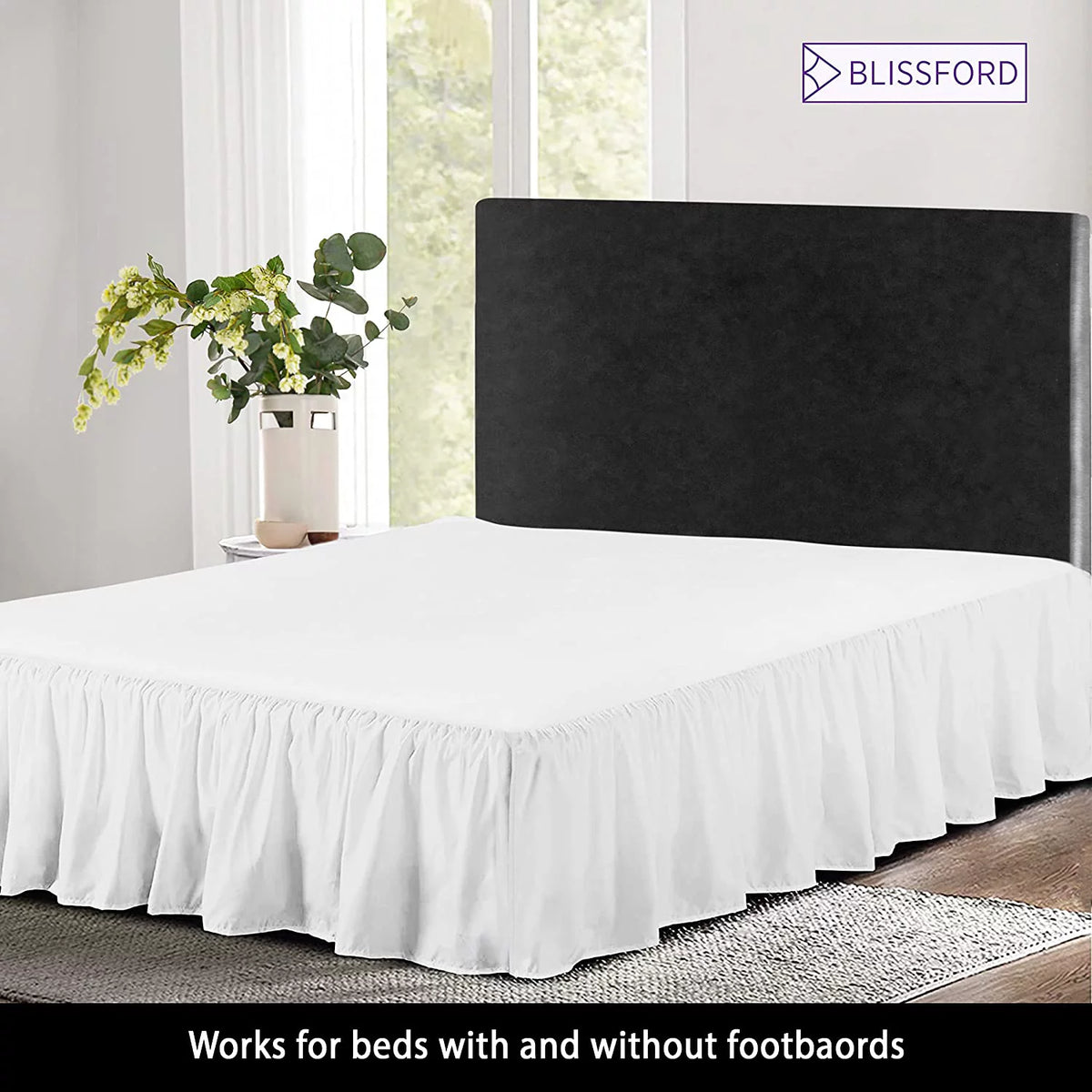 Queen White 21" Drop Ruffled Bed Skirt Q61252