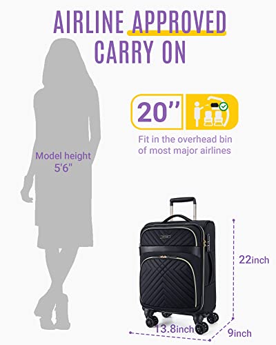 Black Softside Carry On Luggage 20 Inch with Spinner Wheels Q18282