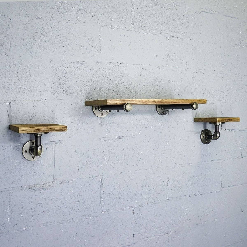 Set of 3 Farmhouse Industrial Wall Shelf U369
