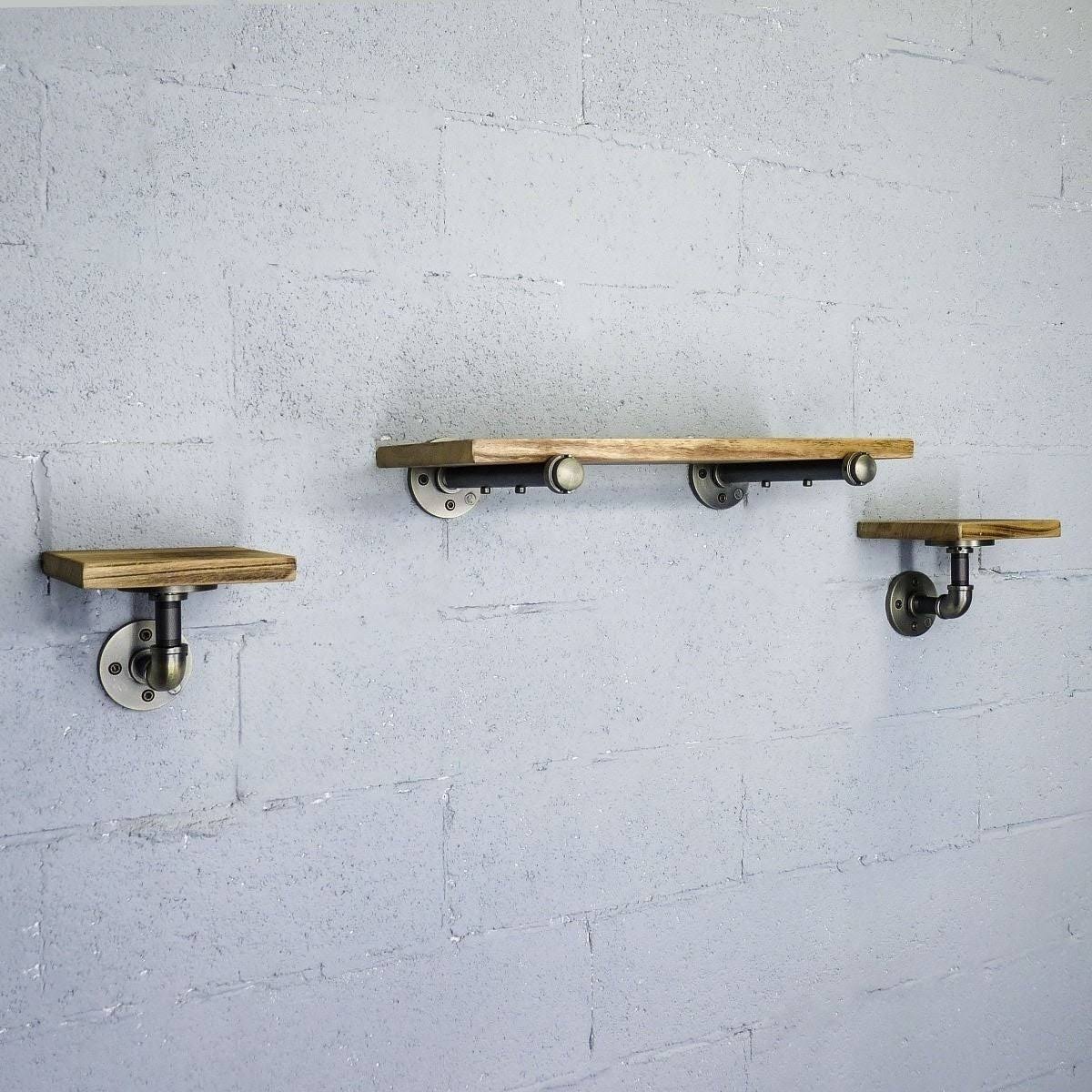 Set of 3 Farmhouse Industrial Wall Shelf U369