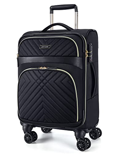 Black Softside Carry On Luggage 20 Inch with Spinner Wheels Q18282