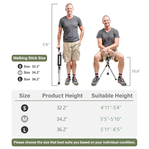 Portable Walking Stick Cane with Seat Foldable Chair Lightweight Aluminum I479661
