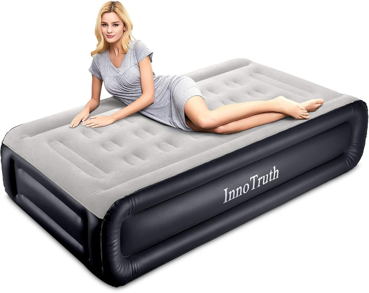 Queen Size Raised Inflatable Mattress with Built-in Pump and Carrying Bag N877859