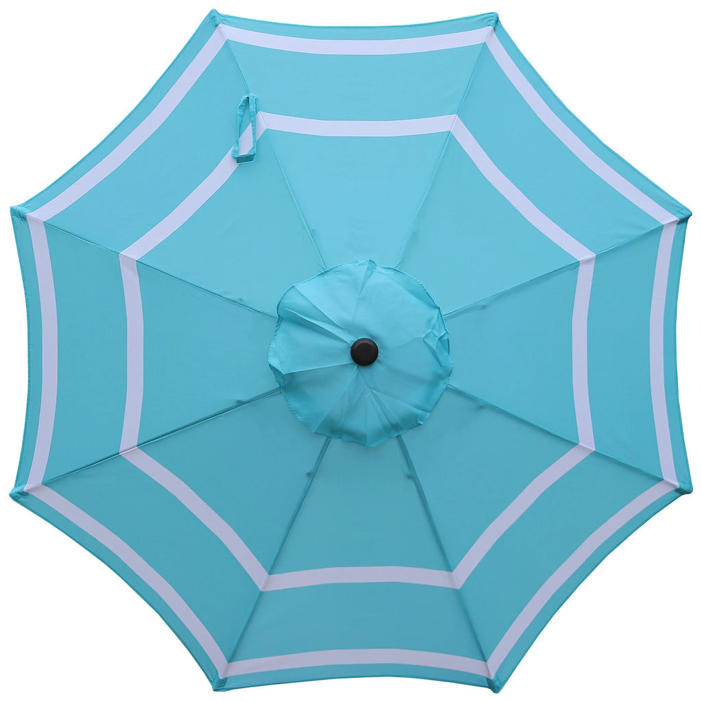 9FT Aqua & White Stripe Umbrella K396