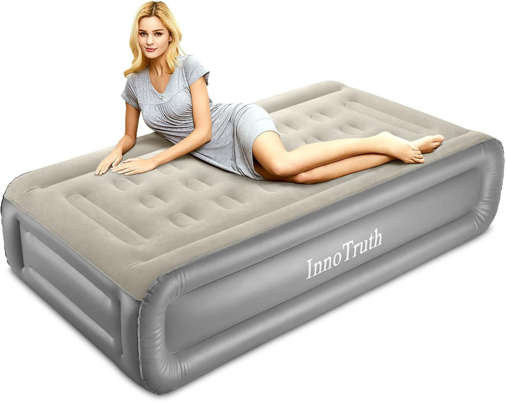 Queen Size Raised Inflatable Mattress with Built-in Pump and Carrying Bag N877859