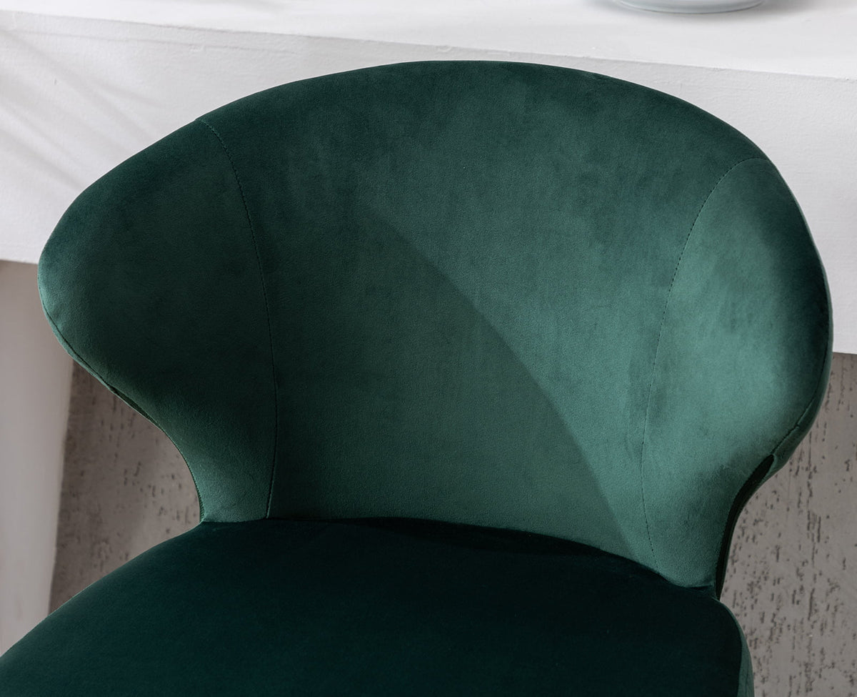 Green Velvet Adjustable Swivel Bar Stools Set of 2 U2207