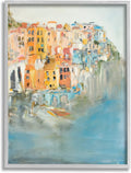 Yellow Blue Abstract Landscape Framed Wall Art, 24 x 30 X18729