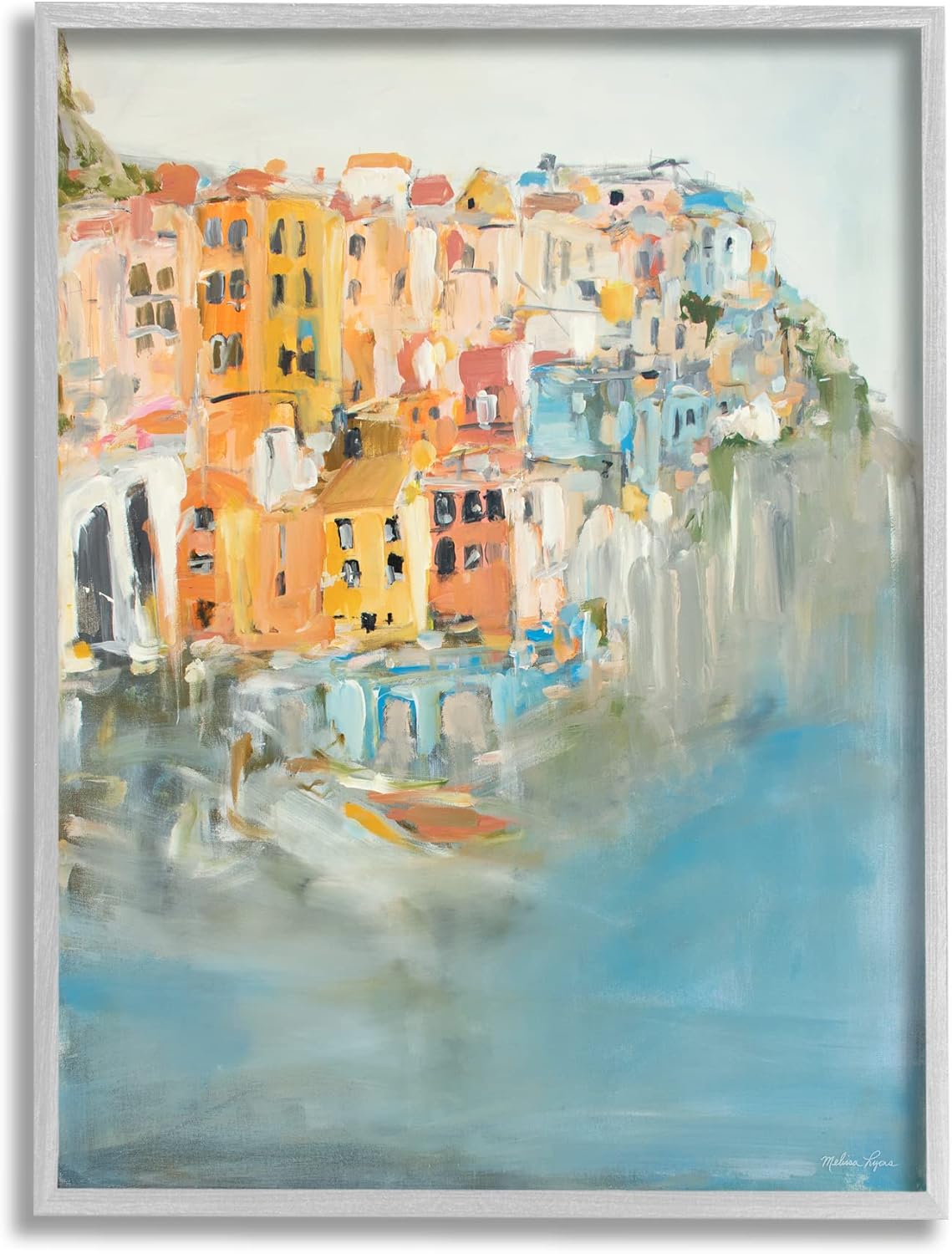 Yellow Blue Abstract Landscape Framed Wall Art, 24 x 30 X18729